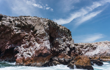 The Ballestas Islands are a group of small islands located off the Paracas peninsulaの写真素材