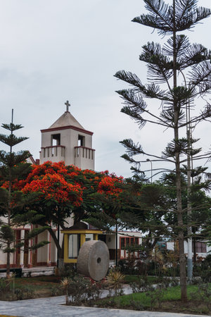 Azpitia main square, little town in CaÃ±ete, outside Lima city, Peruの写真素材