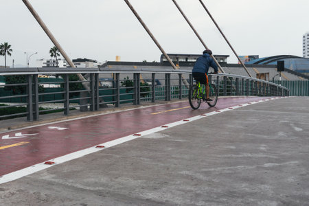 Unrecognizable person riding a bike in Miraflores district, Lima Peruの写真素材