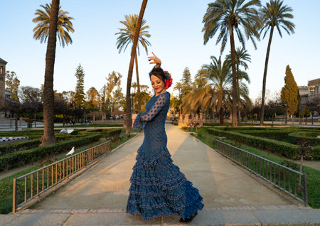 Spanish woman dancing flamenco in Seville, Andalusia, Spain.