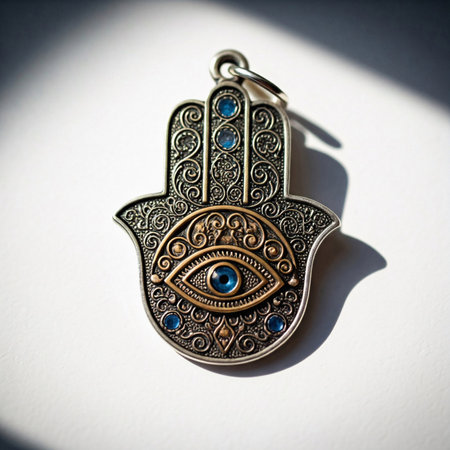 jewelry pendant in the form of an eye with a blue pattern Jewish Hamsaの素材