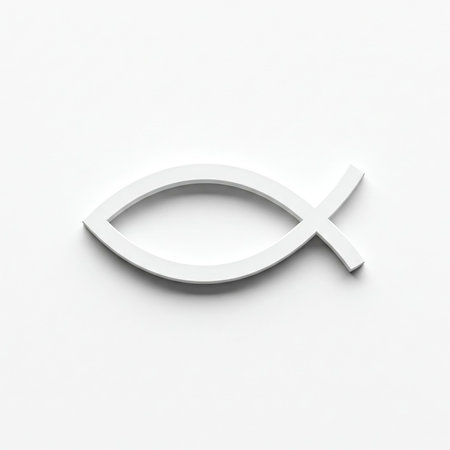 Christian fish symbol on a white background. 3d render illustration.の素材