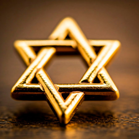 Star of David on a dark background. Shallow depth of field.の素材