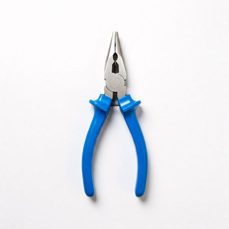 Pliers with blue handle on a white background. 3d renderingの素材