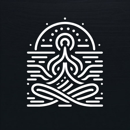 Vector illustration of indian symbol on black background. Line art style.のイラスト素材