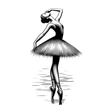 Beautiful ballerina in a black tutu. Vector illustration.のイラスト素材
