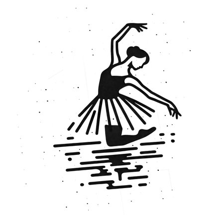 Silhouette of a ballerina in a jump. vector illustrationのイラスト素材