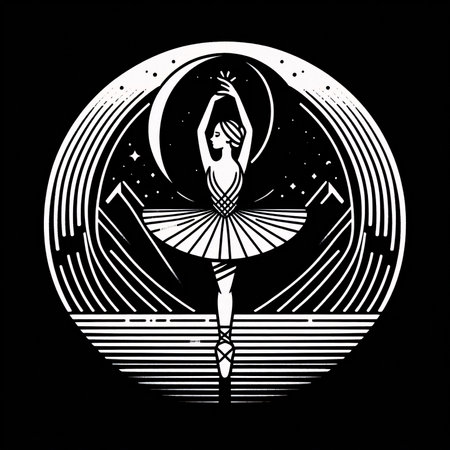 Ballet ballerina on the background of the moon. Vector illustration.のイラスト素材