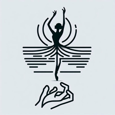 Silhouette of a ballerina in a jump. vector illustrationのイラスト素材