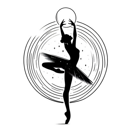 Ballerina silhouette. Ballerina in ballet pose. Vector illustration.のイラスト素材