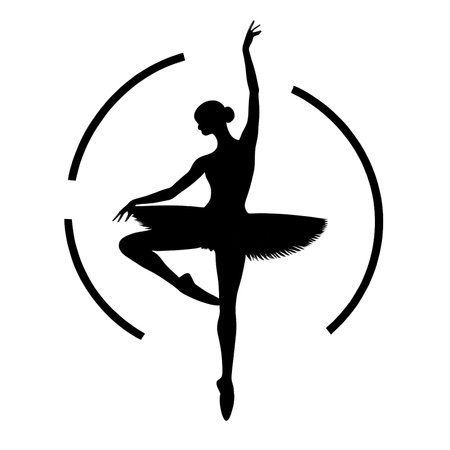 Ballet dancer in a circle. Vector silhouette of a ballerina.のイラスト素材