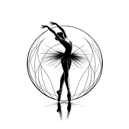 Ballet ballerina silhouette in a circle. Vector illustration.のイラスト素材