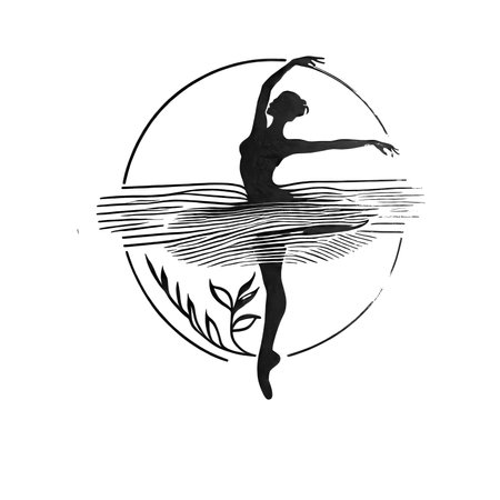 Ballet dancer silhouette. Vector illustration in black and white colors.のイラスト素材