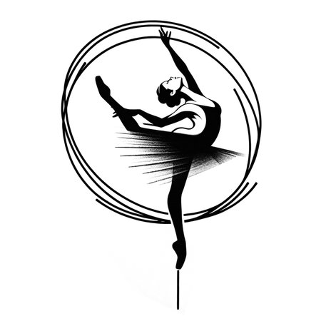 Ballerina in a black circle on a white background. vector illustrationのイラスト素材