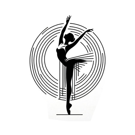 Ballet dancer silhouette in black and white. Vector Illustration.のイラスト素材