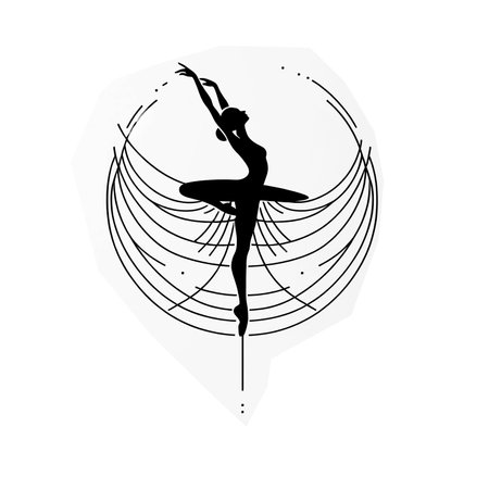 Ballet dancer silhouette. Vector illustration. Black on white background.のイラスト素材