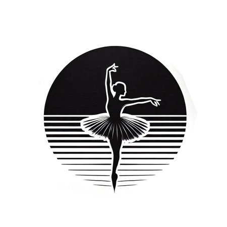 Ballet ballerina silhouette on black background. Vector illustration.のイラスト素材
