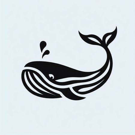 Whale icon. Vector illustration of a whale. Black silhouette.のイラスト素材