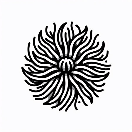Black and white hand drawn flower on white background, vector illustration.のイラスト素材