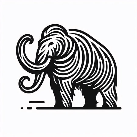 silhouette of an elephant on a white background, vector illustrationのイラスト素材