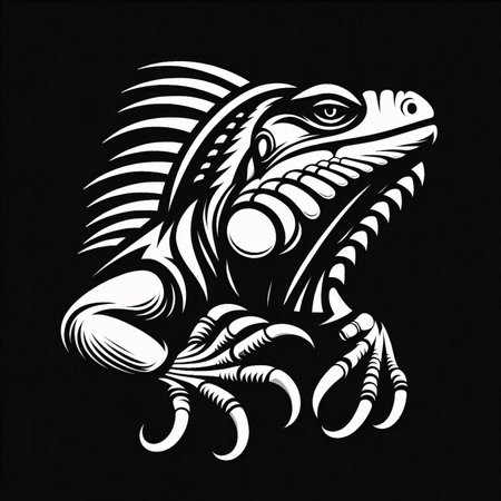 Iguana head isolated on a black background. Vector illustration.のイラスト素材