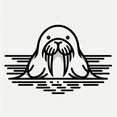 Walrus in the sea. Vector illustration of a walrus.のイラスト素材