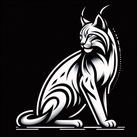Lynx. Vector illustration. Isolated on a black background.のイラスト素材
