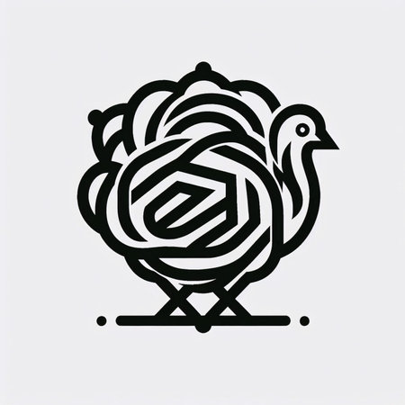chicken logo, vector illustration in black on a white background.の素材