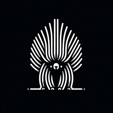 The vector image of the silhouette of a hedgehog on a black backgroundのイラスト素材