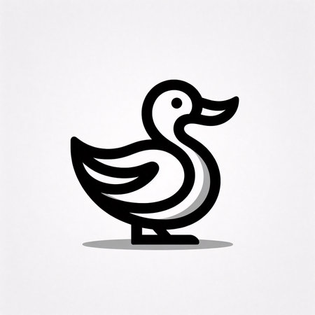 Duck icon in black on a white background. Vector illustration.のイラスト素材