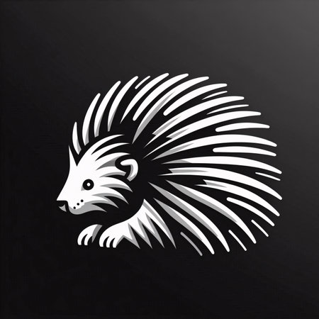 Hedgehog. Vector illustration of a wild animal on a black background.の素材