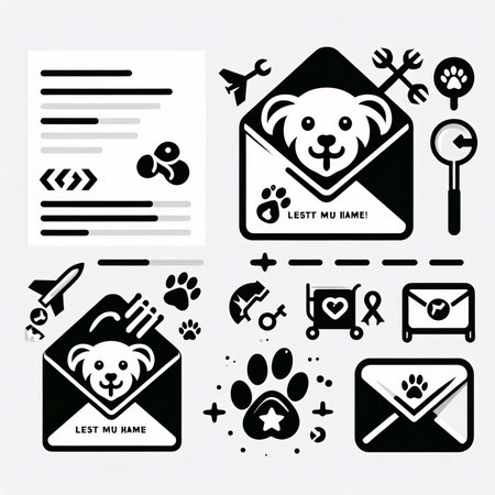 Set of black and white icons on the theme of veterinary care.のイラスト素材