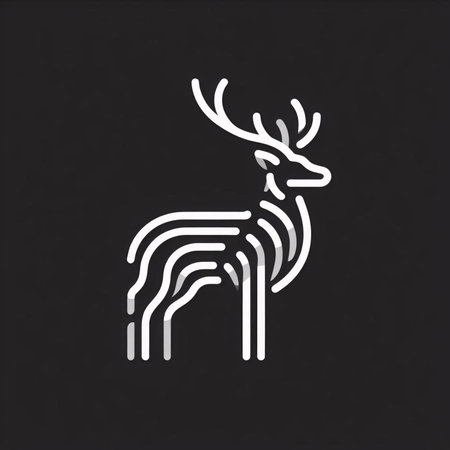 Deer icon. Vector illustration on a black background. Isolated.のイラスト素材