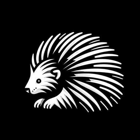 Porcupine. Vector illustration. Isolated on black background.のイラスト素材