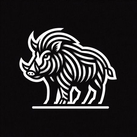 Wild boar on a black background. Wild boar. Vector illustration.のイラスト素材