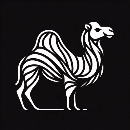 Camel in the style of engraving on a black backgroundのイラスト素材