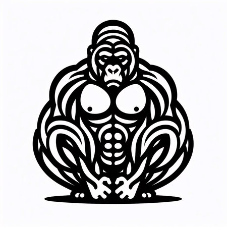 Monkey in the form of a tattoo on a white background.のイラスト素材