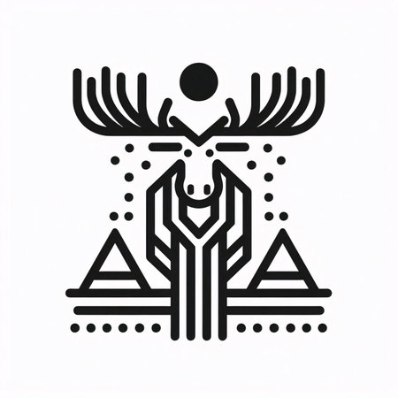 Vector illustration of a tattoo. The silhouette of a deer with horns.のイラスト素材