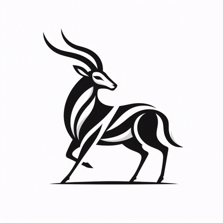 antelope black silhouette on a white background, vector illustration, epsの素材