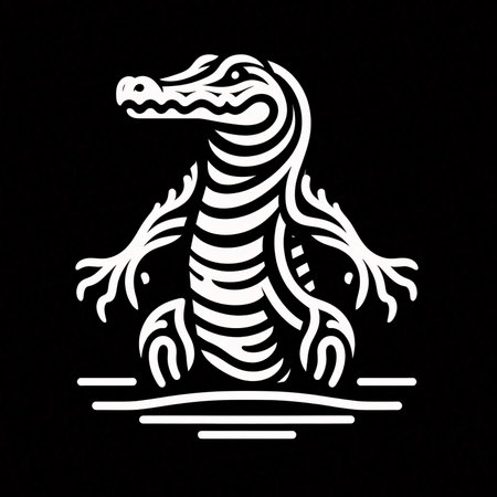 Illustration of crocodile. Vector illustration on a black background.の素材