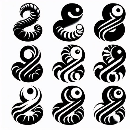 Set of black and white hand drawn zodiac signs. Vector illustration.の素材
