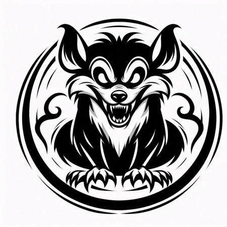 Vector image of a wolf on a white background. Tattoo design.の素材