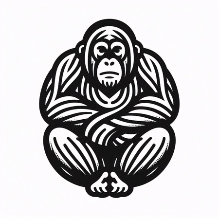 Gorilla monkey on white background. Symbol of chinese zodiac.の素材