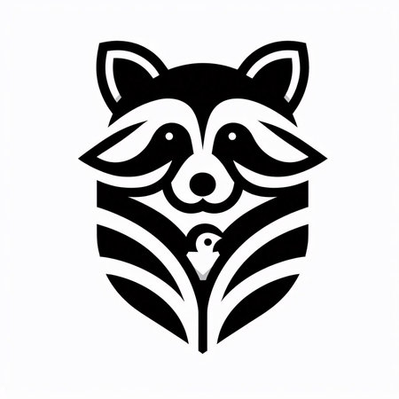 Raccoon head tattoo on a white background. Vector illustration.の素材