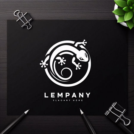 Lizard logo design. Lizard silhouette on a black background. Vector illustration.の素材