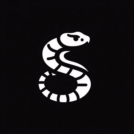 snake logo vector icon illustration design template - snake symbol on black backgroundの素材