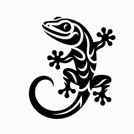 Lizard isolated on white background. Tattoo design. Vector illustration.の素材