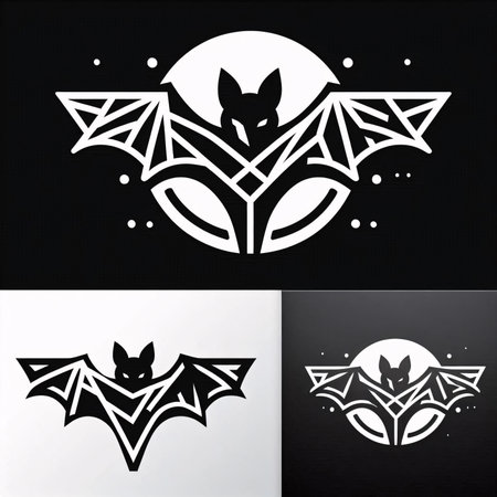 Halloween icon set. Vector illustration of a bat on a black background.の素材