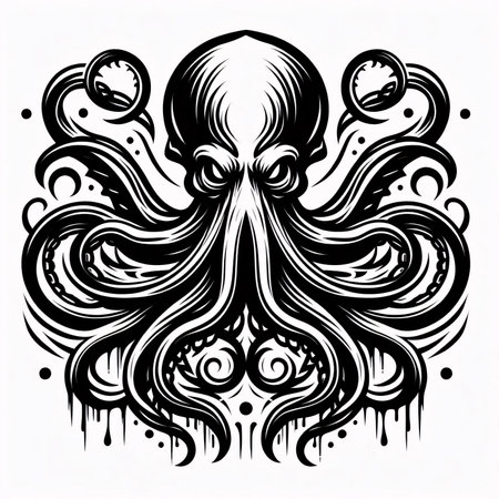 Octopus. Hand drawn vector illustration. Tattoo design elements.の素材