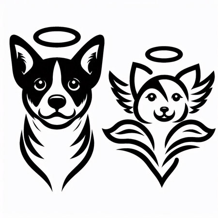 Cute dog with angel wings and halo. Vector illustration.の素材